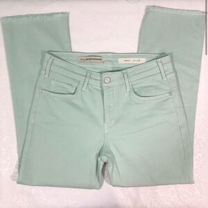 Anthro Pilcro & Letterpress Jeans Script in Mint Green Size 28x25 Raw Hem Crop